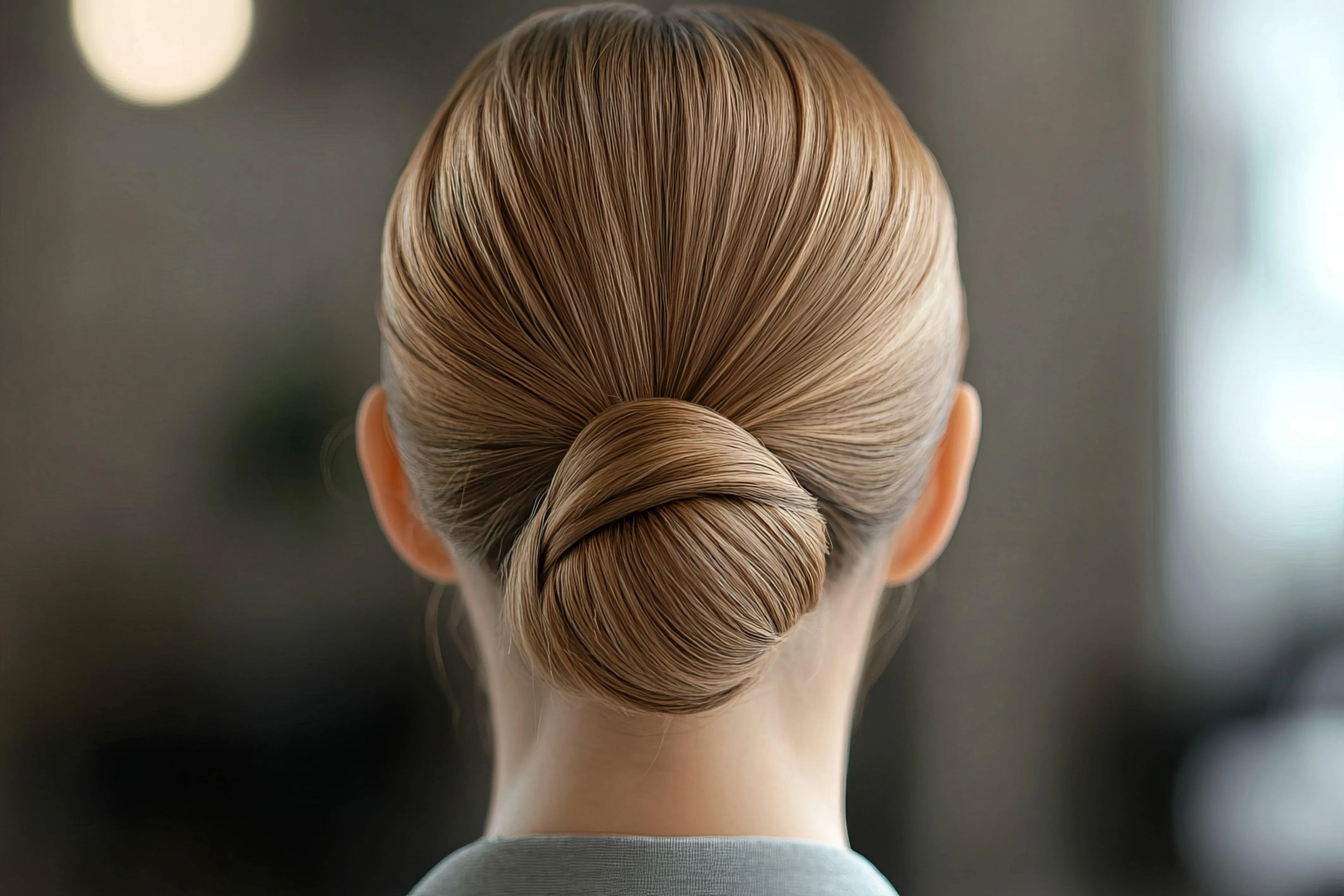 Frau mit Sleek Bun von hinten