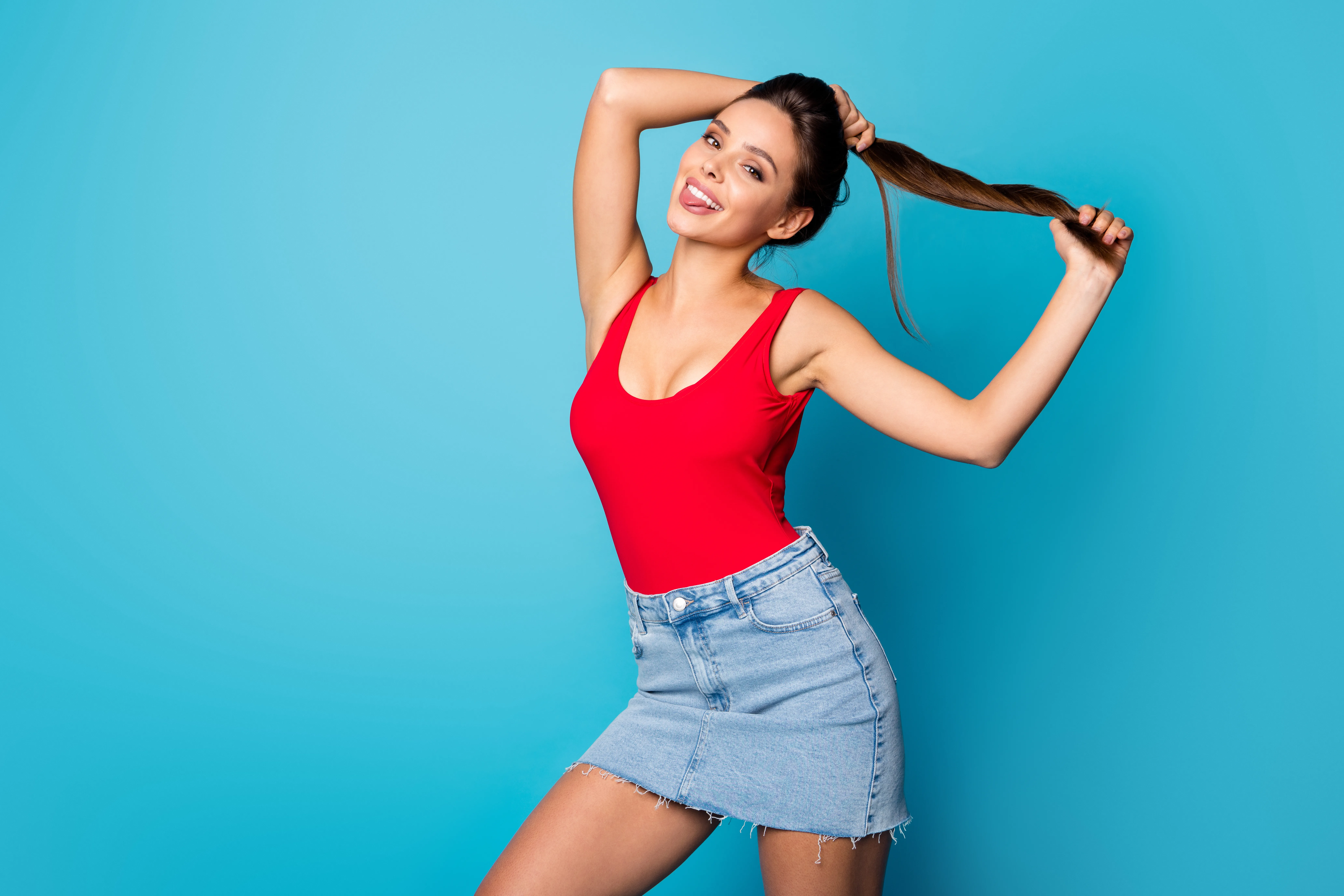 Frau mit langen Haaren