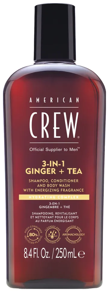 American Crew 3 in 1 Ginger & Tea Shampoo, Conditioner & Body Wash