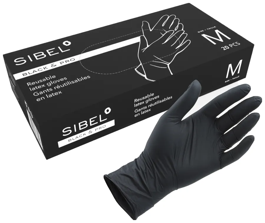 Comair Latex-Handschuhe Professional Black Gloves