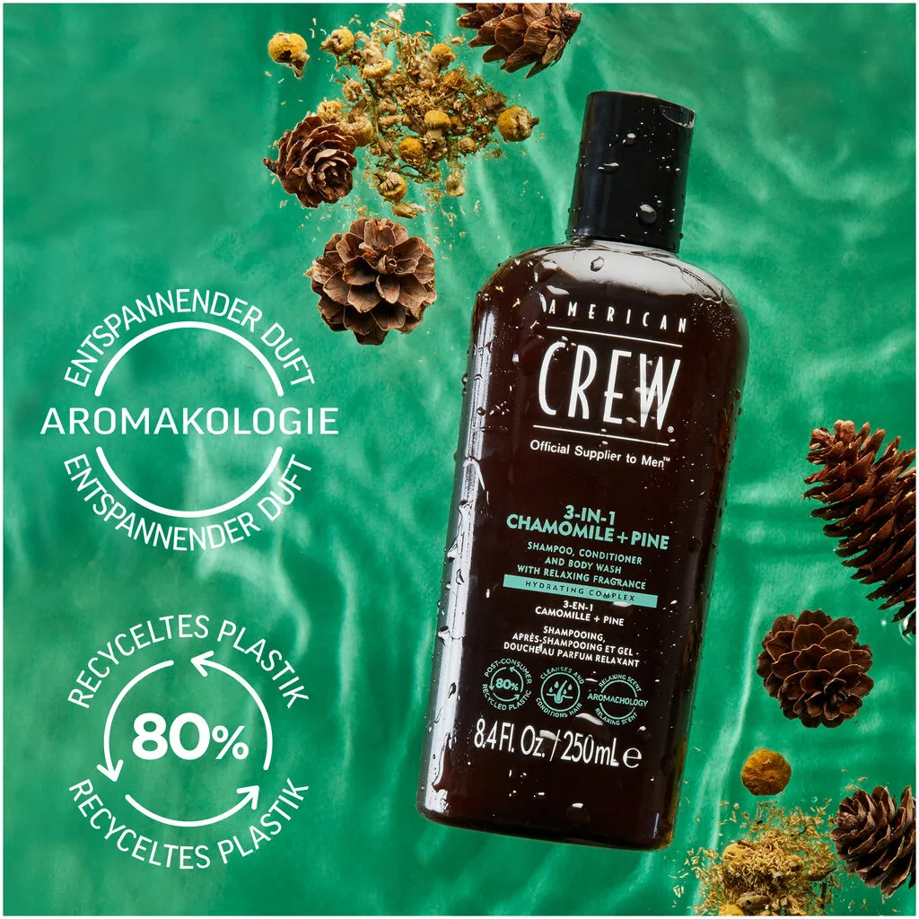 American Crew 3in1 Chamomile & Pine Shampoo, Conditioner & Body Wash