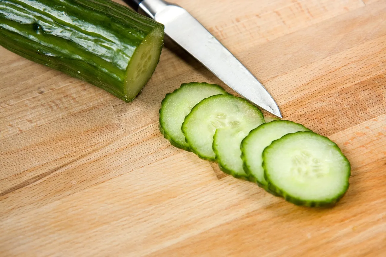 Salatgurke in Scheiben geschnitten