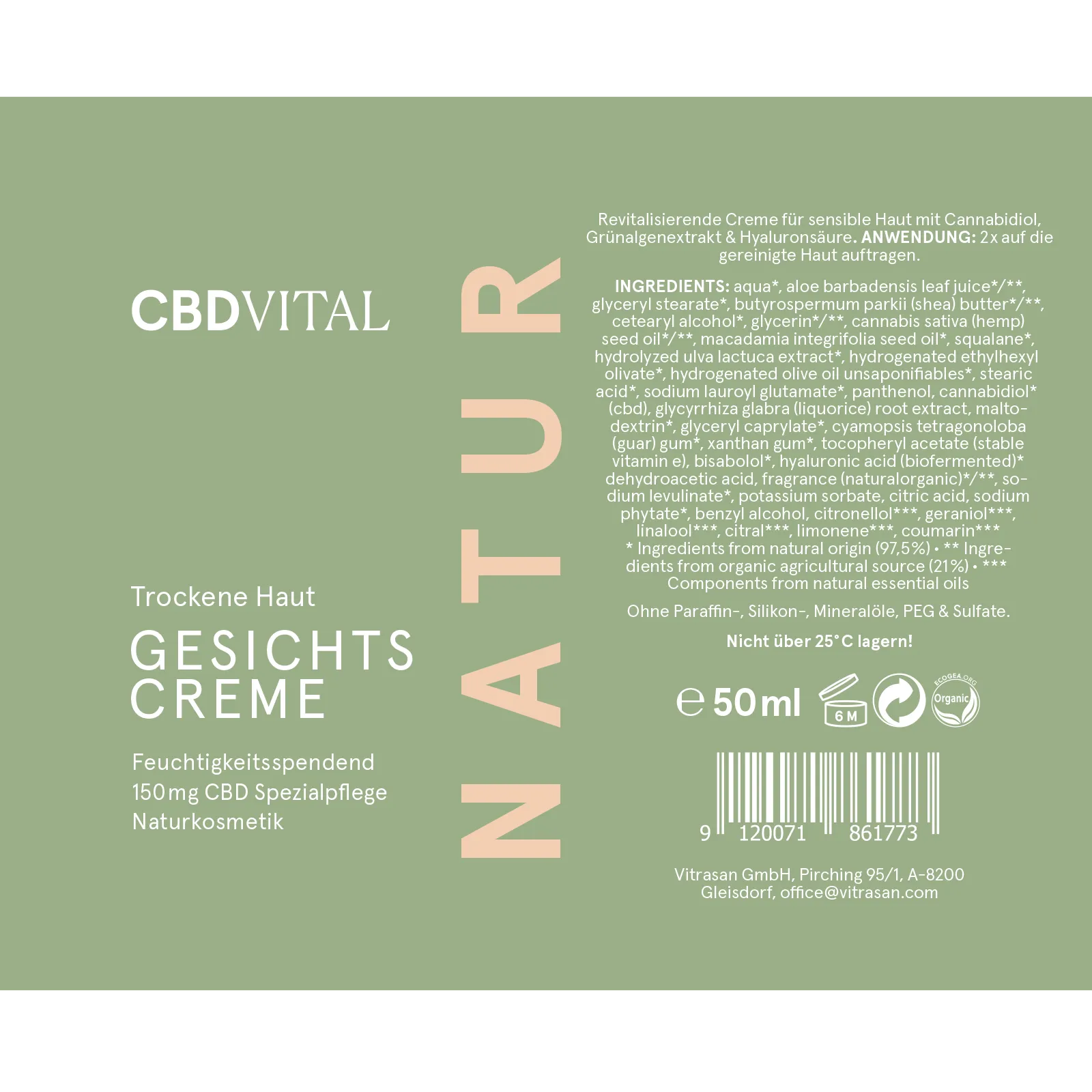 CBD VITAL Gesichtscreme für trockene Haut