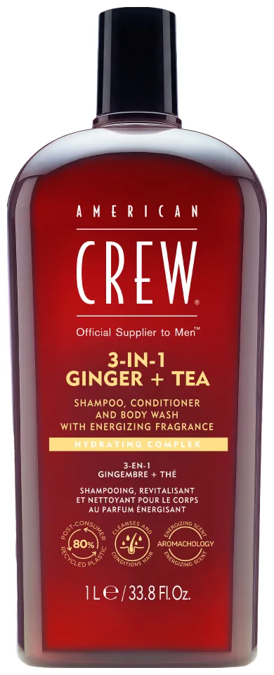 American Crew 3 in 1 Ginger & Tea Shampoo, Conditioner & Body Wash